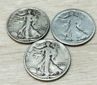 New Listing"WALKING LIBERTY HALF DOLLARS" 1918 1943 1943 LOT OF THREE SILVER HALF DOLLARS