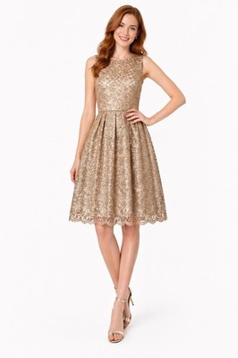 Decode 1.8 Gold Sequin Lace Sleeveless Cocktail Dress Size 8
