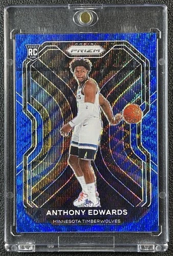 ANTHONY EDWARDS 2020-21 PANINI PRIZM #258 ROOKIE BLUE WAVE RC TIMBERWOLVES
