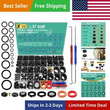 37 Size 1075 Pcs Faucet Washers O-Rings Kit Plumbing Gasket 3-in-1 Home U...