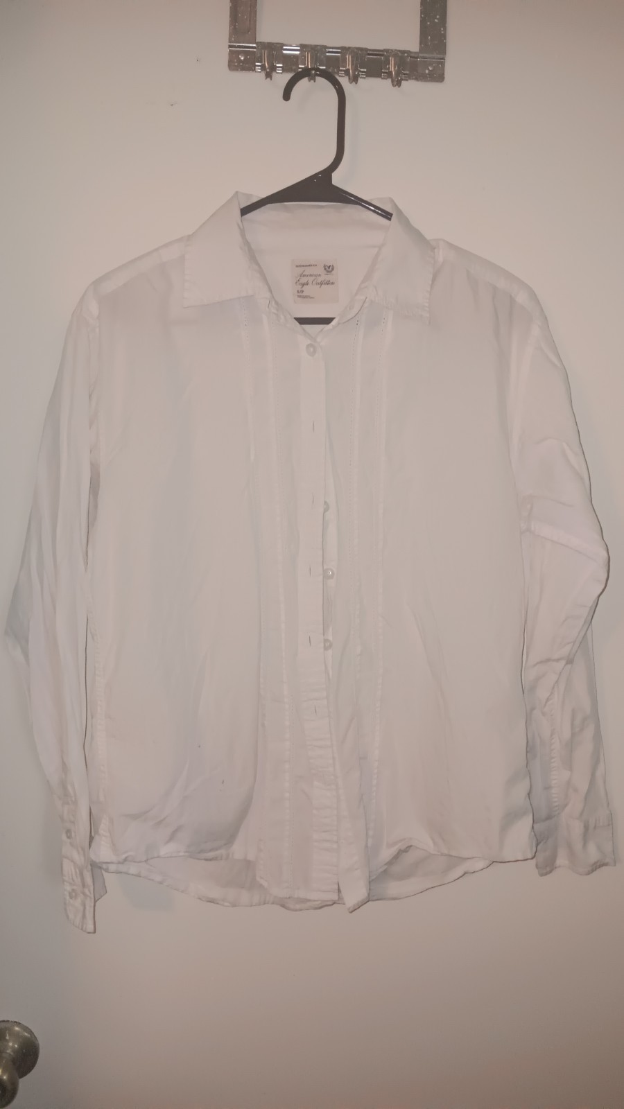 Men's White Solid Long Sleeve Collared Button Dre… - image 1