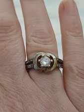 Vintage Ring 925 Sterling Silver & Clear Diamante Size N