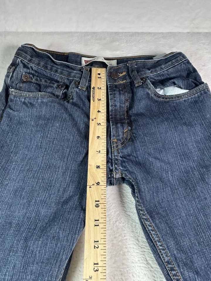 Jeans Levis masculino 16 Reg 28x28 azul denim 505 algodão reto cintura média robusto - Imagem 3 de 4