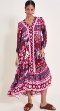 Monsoon Saskia Geo Floral Dress. Pink Multi. Size Large. BNWT. RRP £79.