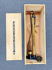 Vintage Schwinn Phantom Brass Floor Pump w/Original Wood Box fits Krate Stingray