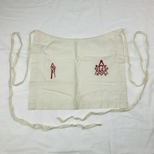 Vintage Masonic Apron Cotton Linen Embroidered Freemason Master Mason