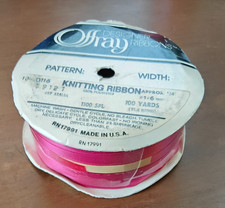 one roll of vintage knitting ribbon pink and original packaging 100 yd  offray