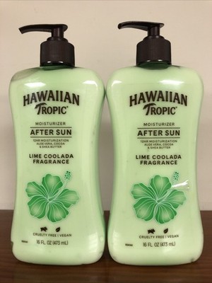 (2) Hawaiian Tropic After Sun Moisturizer Lime Coolada 16 fl oz