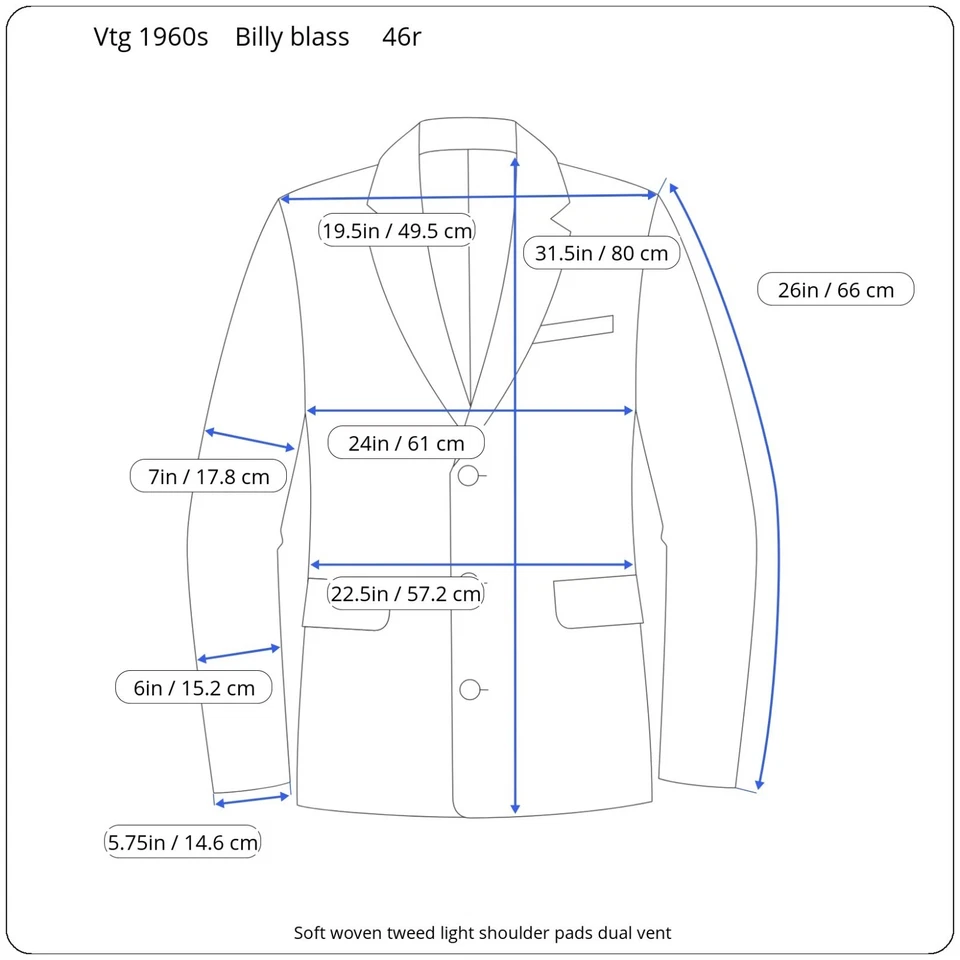 Blazer 46r Tweed Suave Años 60 De Colección Por Bill Blass Doble Ventilación Bolsillo para Billetes Foto 2 de 4