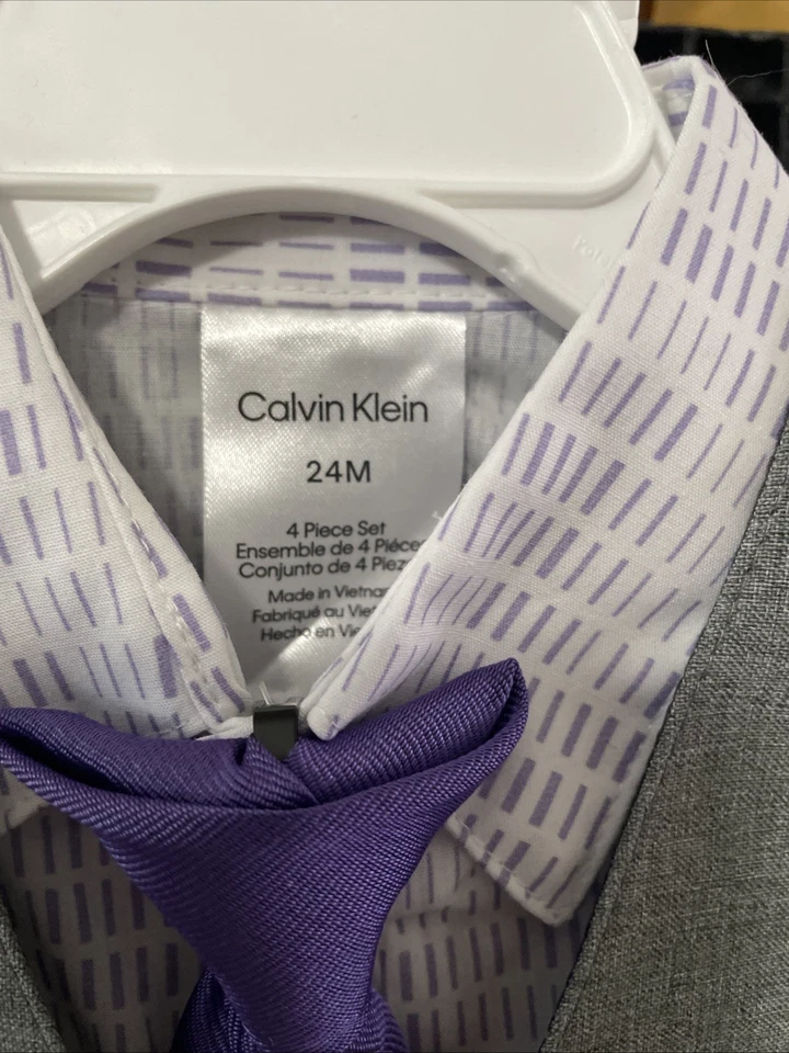 Calvin Klein Boys' 4-Piece Formal Suit Set, Vest, Pants, Dress Shirt, & Tie 24M - Image 4 of 4