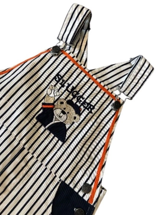 vtg sesame street stripped slugger overalls 4T baseball shorts 90s Rare - Image 4 of 4