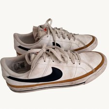Nike Big Kids Court Legacy Casual Sneakers Black White Leather Size Youth 5