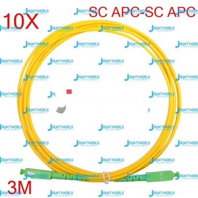 10PCS SC/APC 3M Simplex Mode Fiber Optic Patch Cord Cable SC/APC 3.0mm Jumper