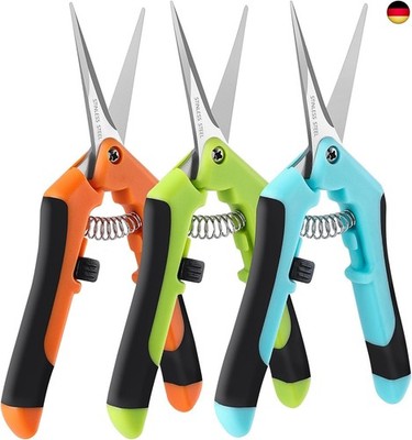 3 Pcs Gartenschere,16.5cm Pflanzenschere, Snips mit geraden Edelstahl