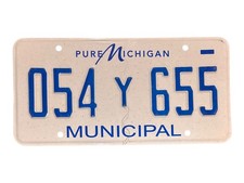 Michigan Municipal City Police Govt License Plate  Cop Car