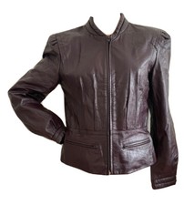 Bermans Vintage 80's 90's Retro Leather Bomber Biker Jacket Uk 12 Eu 40 Us 8 S/m