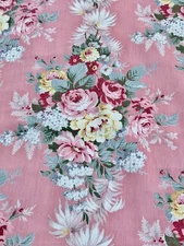 Hollywood Regency Shabby Chic Mid Century Soft PINK Barkcloth Fabric Upholstery
