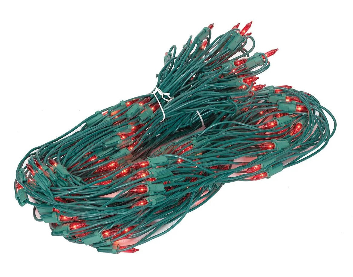 Holiday Time 150 Net Lights RED Bulbs 24 Sq Ft Green Wire Christmas 6ft