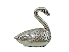 RARE ANTIQUE DUTCH SILVER VINAIGRETTE sterling Figural Swan Ruby Eyes early 19c