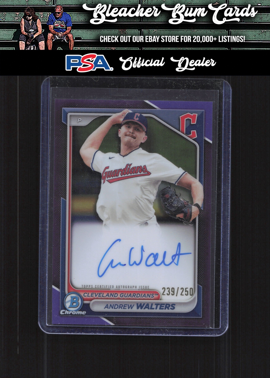 2024 Bowman Chrome CPA-AW Andrew Walters Prospect Purple Refractor /250 Auto