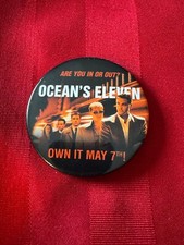 Vtg 2001 Ocean's Eleven Clooney Pitt Damon Garcia Mac Roberts Pinback Button