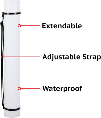 White Expandable Poster Tube (2 Pack) - Storage Tubes for Documents and Blueprin - Picture 2 of 12