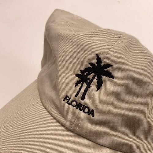 Florida Beige Cotton Dad Cap Palm Tree Outline Icon - Picture 2 of 6
