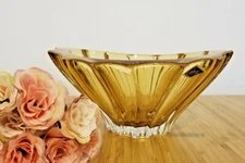 Crystal Glass Bowl Vase 8" for Desert SweetsFruits Yellow color Bohemian Crystal
