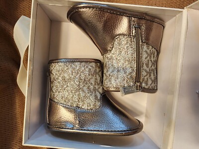 Michael Kors Baby Moca Silver Boots Size Infant
