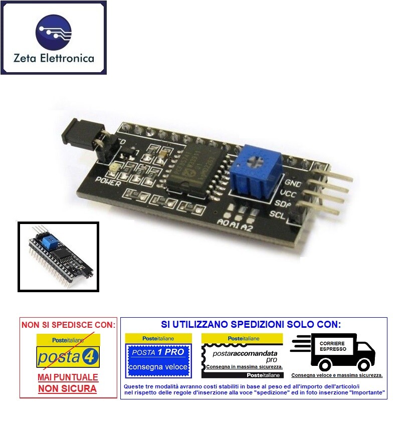 Stock Informatica Adattatore I2C Per Display LCD 1602 - Pack Da 5 Pezzi, Perfetto Per Progetti Arduino! Adattatore I2C Per LCD 1602 - Foto 11