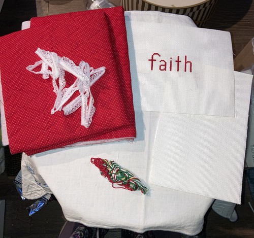 Hobby Kraft Heirloom Quilted Cross Stitch Christmas Stocking ‘faith’ Vintage - Picture 2 of 4