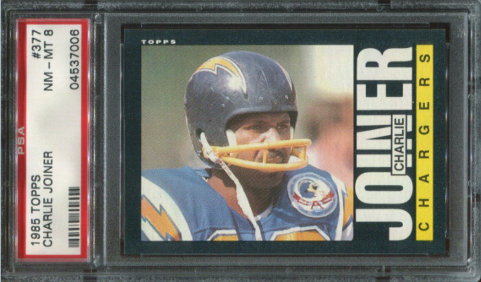 PSA 8 NM MINT 1985 TOPPS CHARLIE JOINER #377 CHARGERS 37006 B137