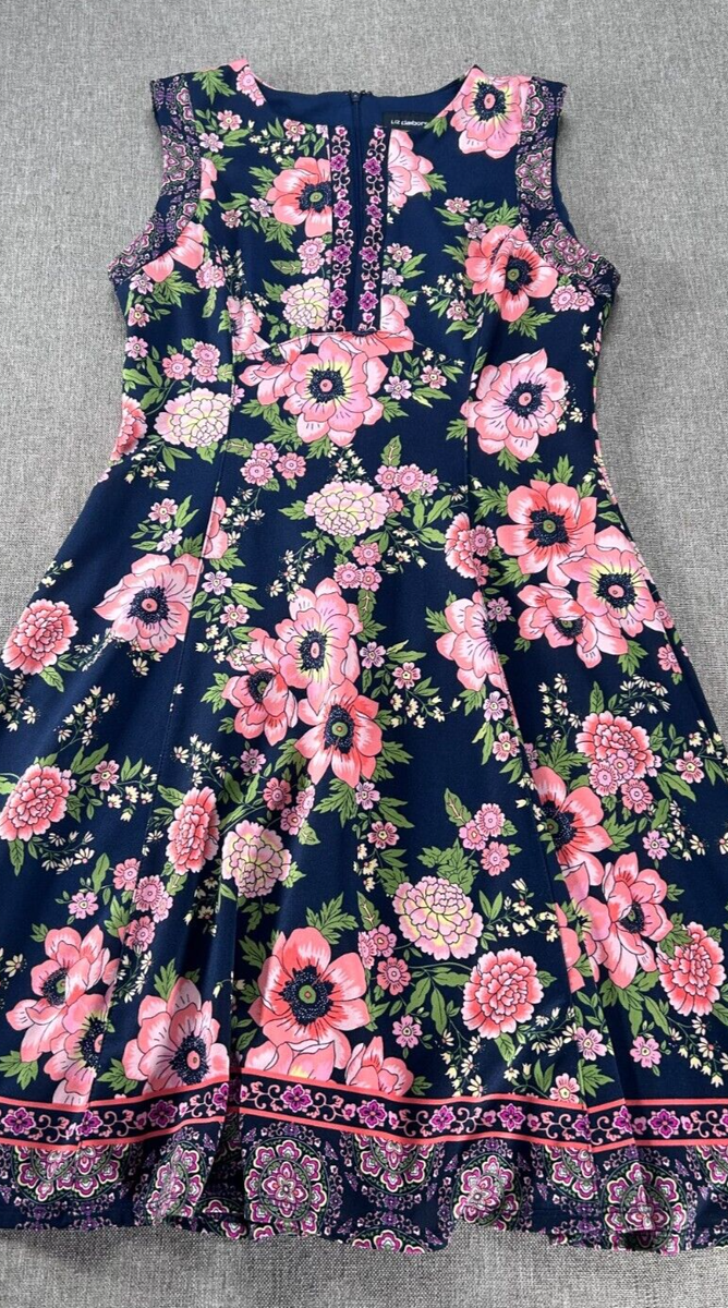 Liz Claiborne Fit & Flare Dress Women's 6 Round V-neck Multicolor Floral | eBay Liz Claiborne Fit & Flare Dress Women's 6 Round V-neck Multicolor Floral | eBay