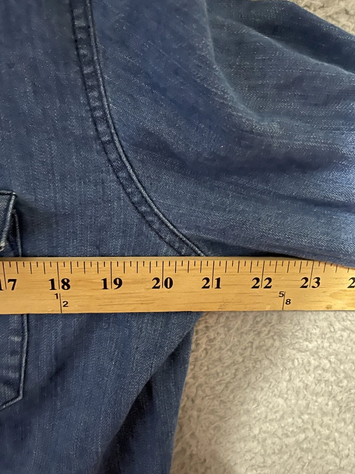 Hart N Dagger Shirt Mens Size Large Blue Denim Pearl Snap Bon Jovi Made in USA - Image 4 of 4