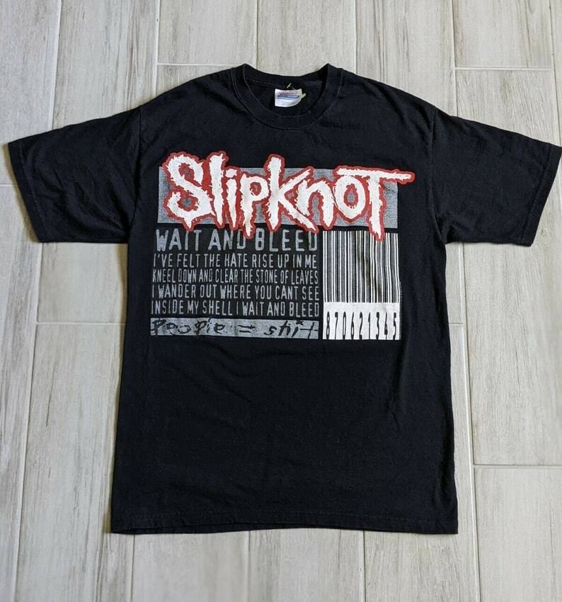 Retro Slipknot 2000 Barcode “Wait and Bleed” T-Shirt TE1982 | eBay