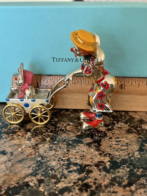 Tiffany & Co Sterling Gene Moore Enamel Clown Circus Mom Baby