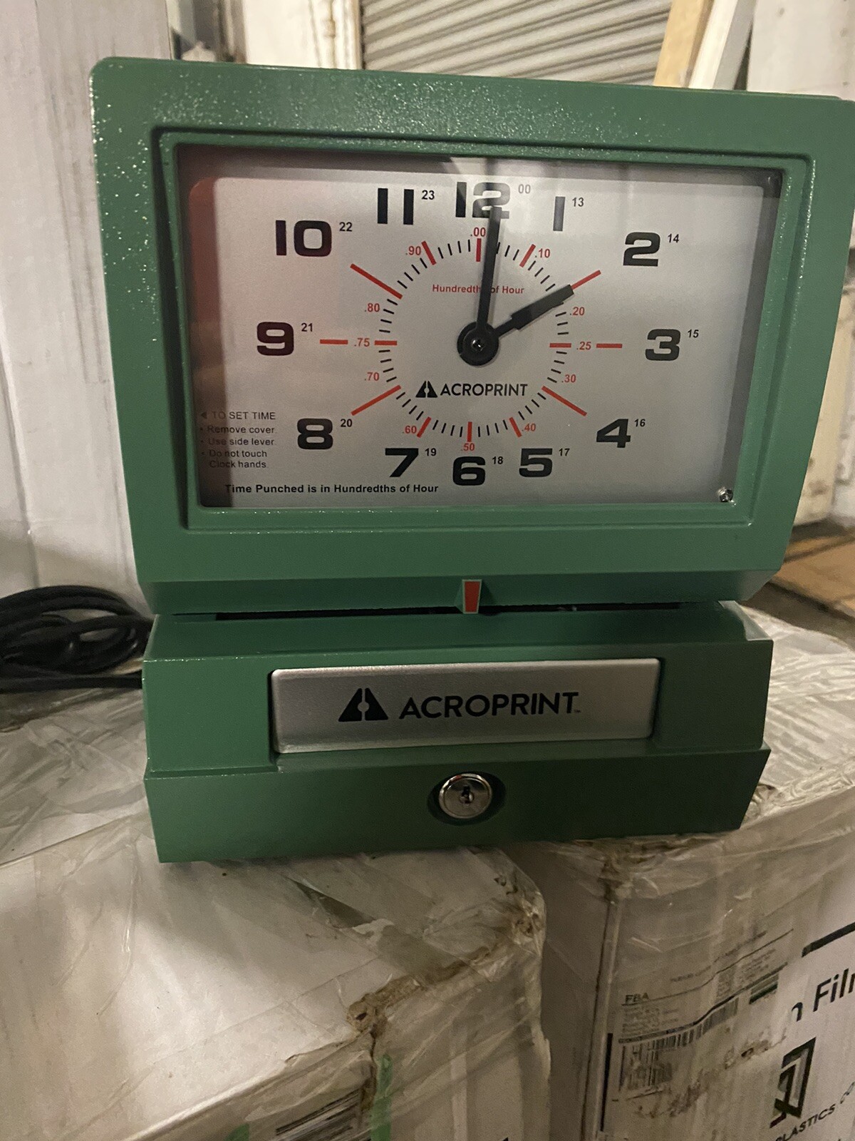 Acroprint Time Recorder Model 150RR4 Time Clock With Key And Punch