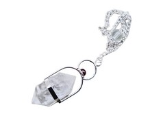 Podwójnie spiczasty kryształ górski wahadło z granatowym okiem