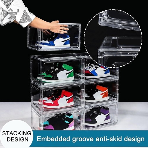 10pcs Clear Acrylic Plastic Shoe Box Sneaker Rack AJ Magnetic Sneaker Storage - Picture 14 of 36