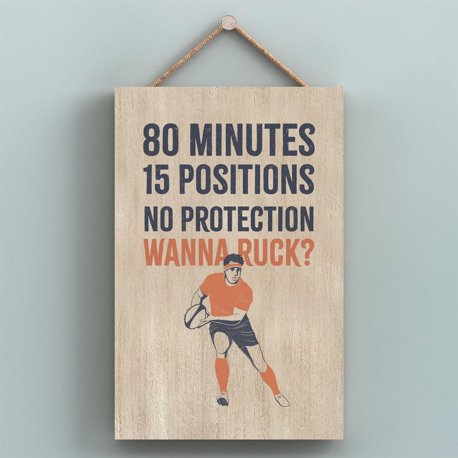 Rugby Wanna Ruck Humorous Hobby Typography Wooden Hanging Plaque