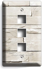WHITE STACKED STONE LOOK LIGHT SWITCH OUTLET WALL PLATES ROOM KITCHEN HOME DECOR