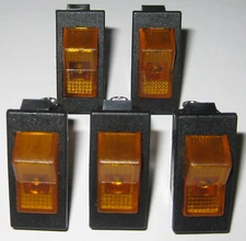 5 X Swann Industries Illuminated Rocker Switch - SPST - 125V 15A - Lighted Amber