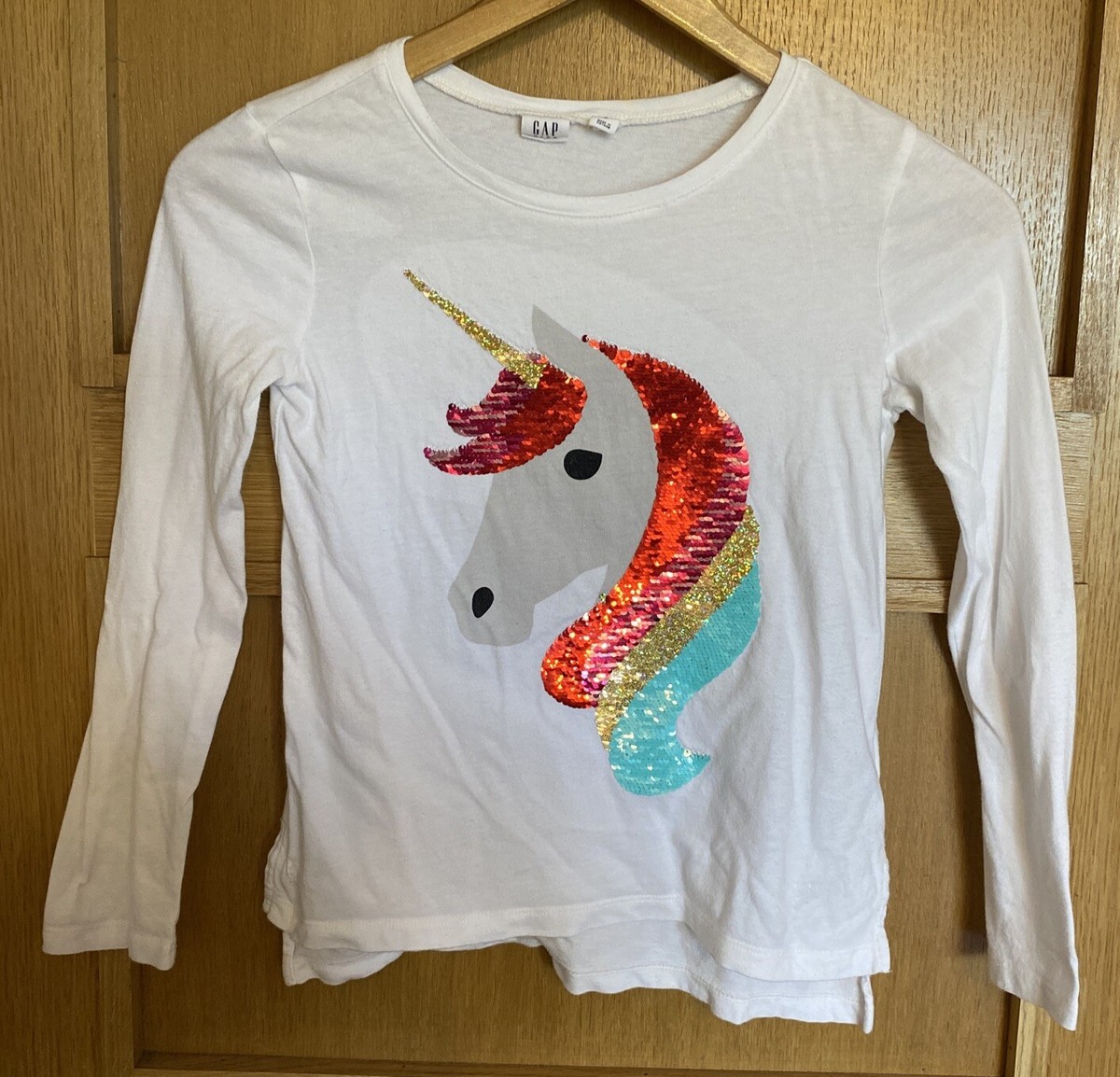 Sparkly Reversible Sequin Unicorn Top By GAP Size M (8-9) UK