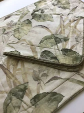 2 Vintage Croscrill Cabana STANDARD Pillow Shams Padded Beige Green Leaves Grass