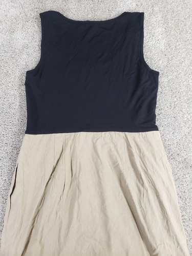 DKNY Vintage Linen Blend Dress Size 14 Black Beige - Picture 13 of 14