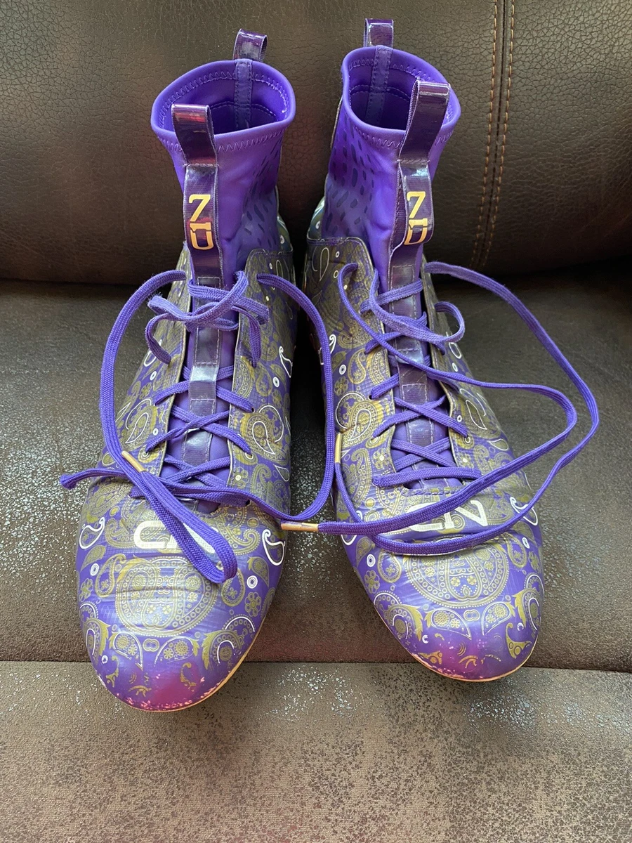 Purple and gold youth football cleats sale