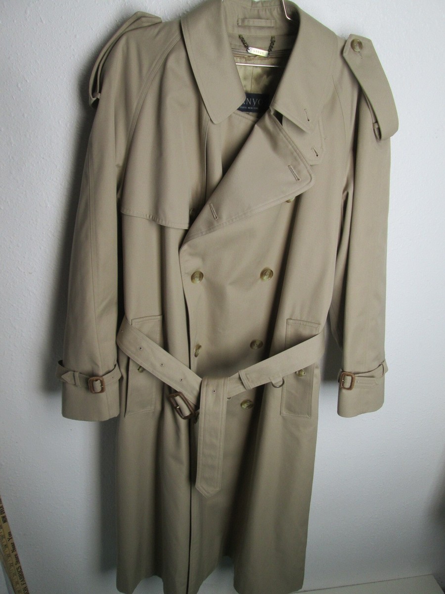 vintage Sanyo Tokyo New York Trench Coat wool Lining USA made 40 R