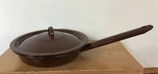 Vtg Huta Silesia Enamelware Enamel Pan Frying Skillet Lid Polish Poland 10.25"