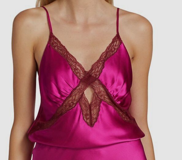 $220 Cami Nyc Women's Pink V-Neck Florentine Silk Camisole