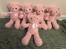 Adorable Set 5 Soft Pink Teddy Bears 11 Inch Baby Shower Decoration/Game